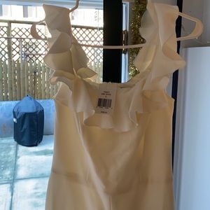 French Connection White Ruffle Jumpsuit